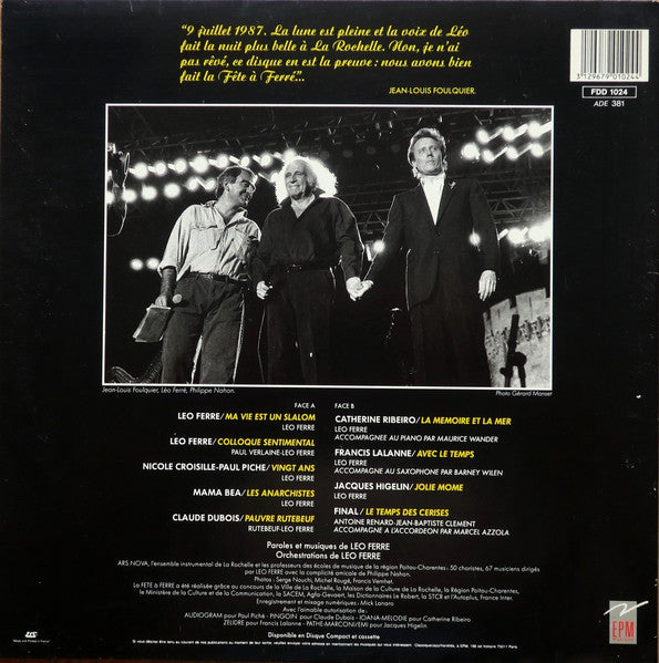Léo Ferré : Francofolies - La Fête à Ferré - Enregistrement Public à La Rochelle (LP, Album)