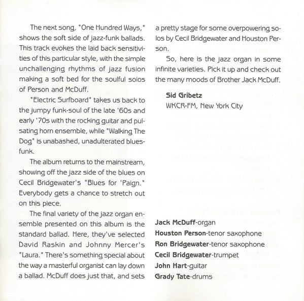 Brother Jack McDuff : The Re-Entry (CD, Album, RE)