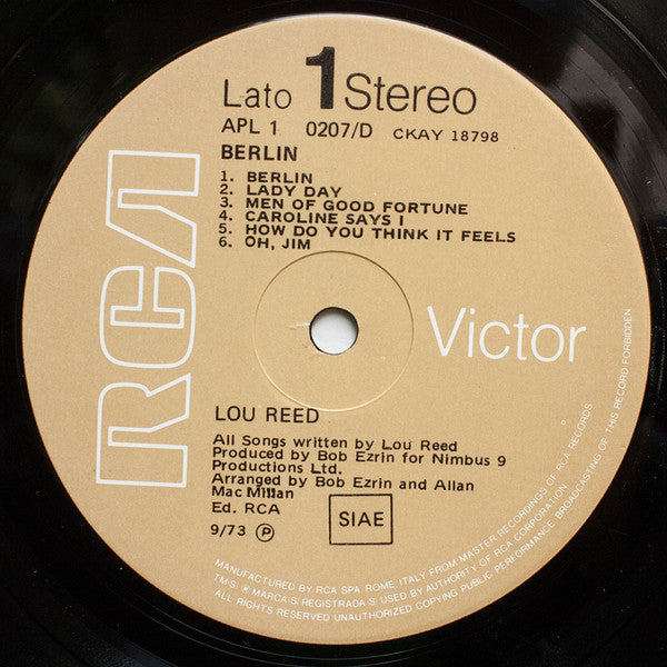 Lou Reed : Berlin (LP, Album, RE)