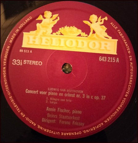 Ludwig van Beethoven, Wolfgang Amadeus Mozart, Annie Fischer, Ferenc Fricsay : Pianoconcert Nr. 3 In C Op. 37/ Concertrondi In D, KV 382 & A, KV 386 (LP)