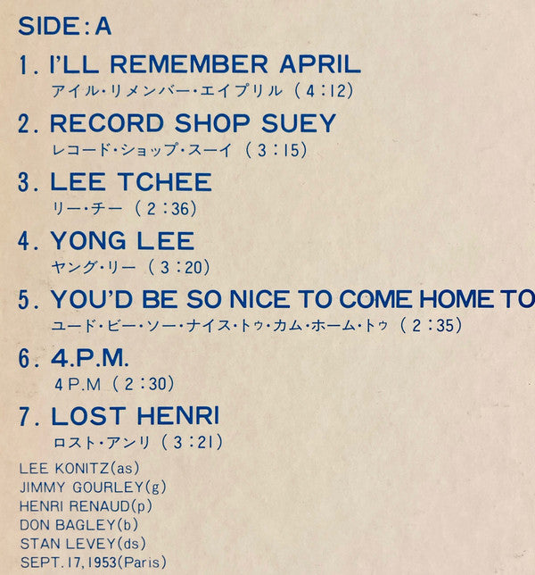 Lee Konitz & Hans Koller : Lee Konitz Plays / Hans Koller's New Jazz Stars (LP, Comp, Mono)