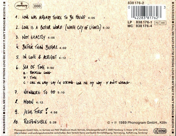 Rainbirds : Call Me Easy Say I'm Strong Love Me My Way It Ain't Wrong (CD, Album, Yel)