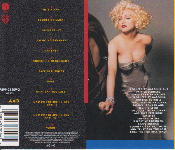 Madonna : I'm Breathless (Music From And Inspired By The Film Dick Tracy) (CD, Album, RE)