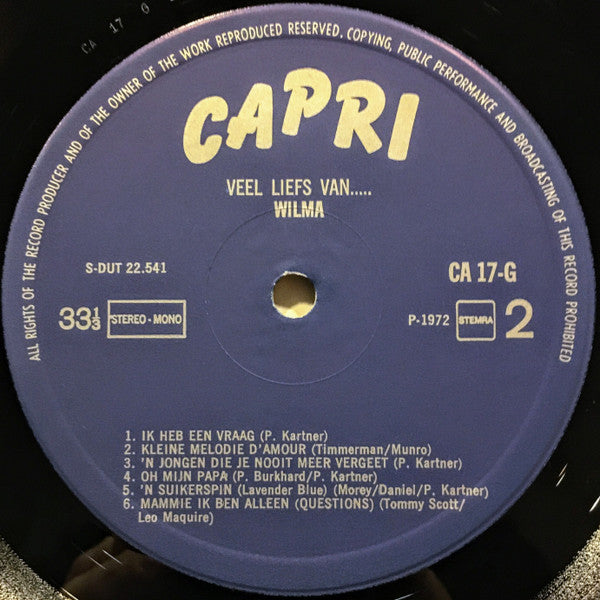 Wilma : Veel Liefs Van .... Wilma (LP, Comp)