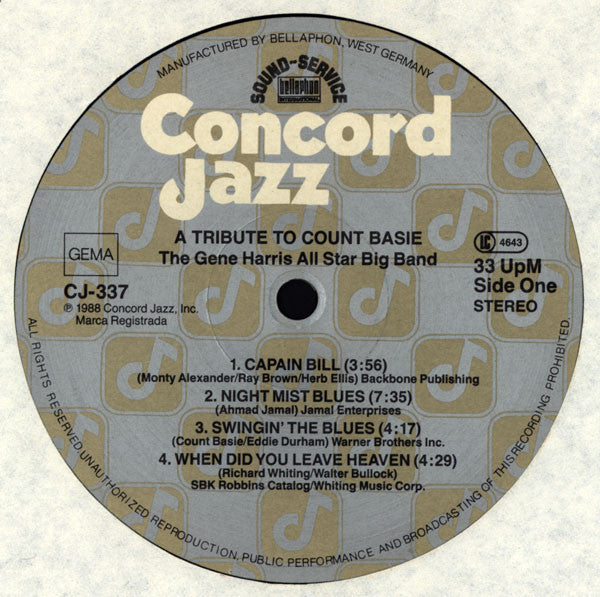 The Gene Harris All Star Big Band : Tribute To Count Basie (LP)