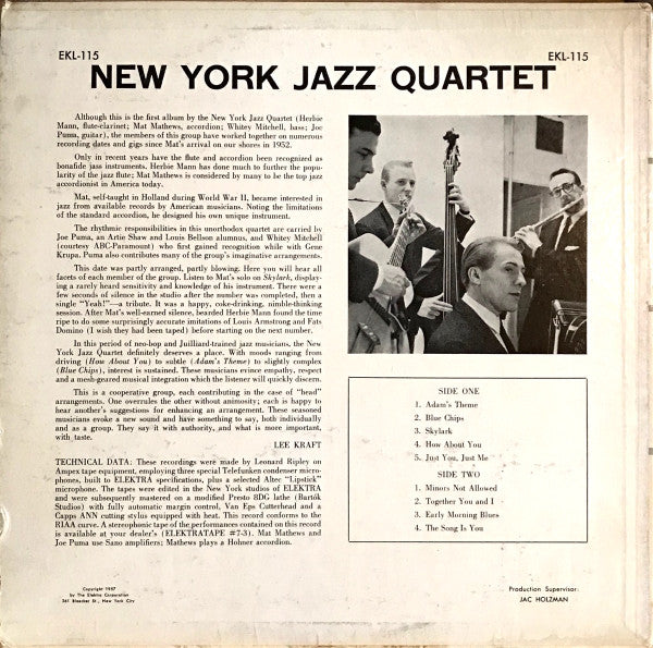 New York Jazz Quartet* : New York Jazz Quartet (LP, Album, Mono)
