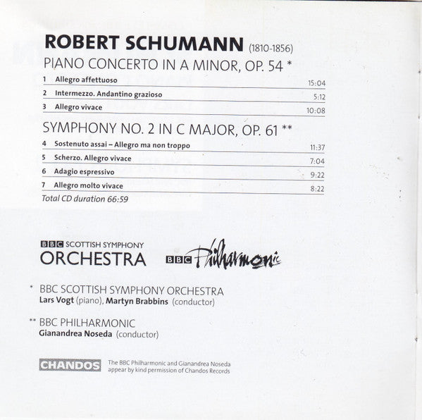 Robert Schumann - Lars Vogt : Piano Concerto & Symphony No. 2 (CD, Album)