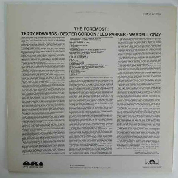 Teddy Edwards, Dexter Gordon, Leo Parker, Wardell Gray : The Foremost! (LP, Comp)