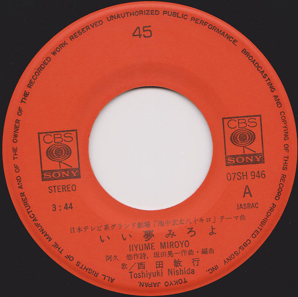 西田敏行 : もしもピアノが弾けたなら / いい夢見ろよ (7", Single)