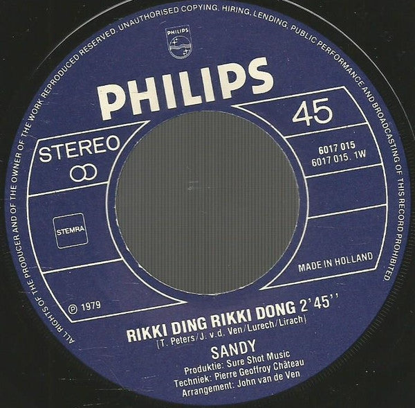 Sandy (8) : Rikki Ding Rikki Dong (7", Single)