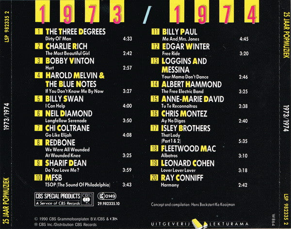 Various : 25 Jaar Popmuziek - 1973/1974 (CD, Comp, +Bo)
