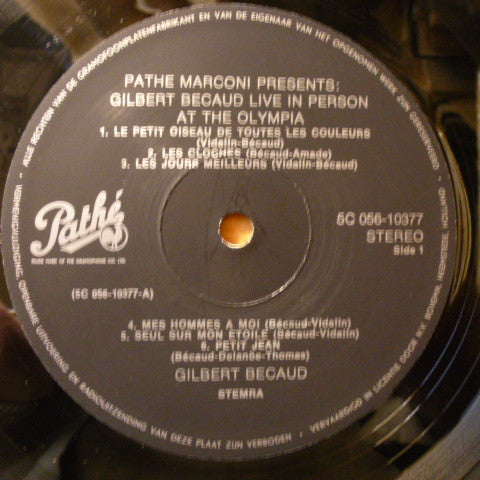 Gilbert Bécaud : Live In Person At The Olympia (LP)