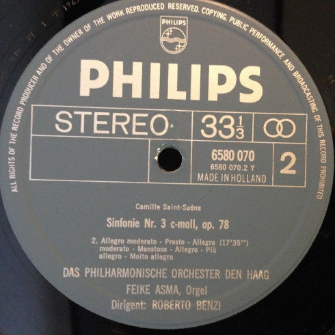 Camille Saint-Saëns, Roberto Benzi, The Hague Philharmonic, Feike Asma : Sinfonie Nr. 3 (LP)