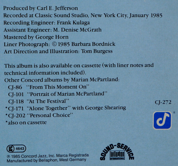 Marian McPartland : Willow Creek And Other Ballads (LP, Album)