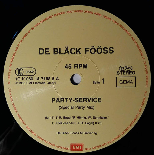 Bläck Fööss : Party Service (Spezial Party-Mix) (12", Maxi)