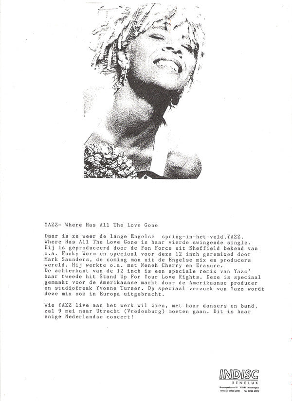 Yazz : Where Has All The Love Gone? (12", Promo)