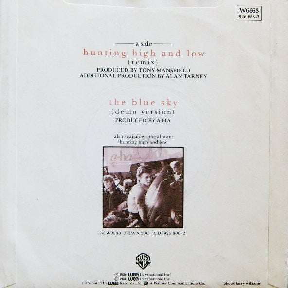 a-ha : Hunting High And Low (Remix) (7", Single, M/Print, Sil)