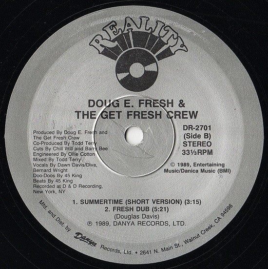 Doug E. Fresh And The Get Fresh Crew : Summertime (12” Extended Mix Version) (12")
