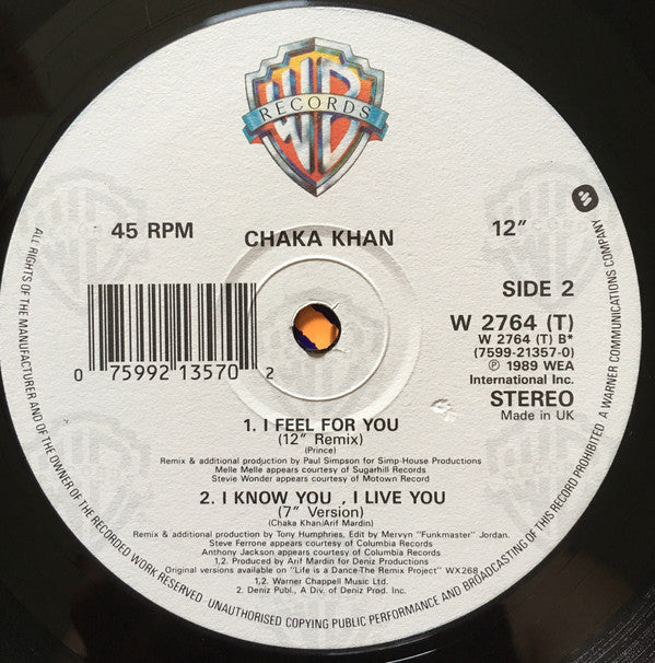 Chaka Khan : I Feel For You (Remix) (12")