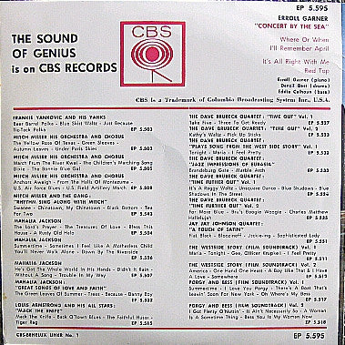 Erroll Garner : Concert By The Sea (7", EP, Mono)