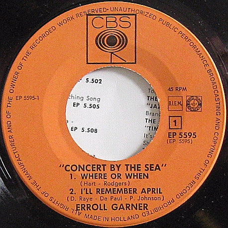 Erroll Garner : Concert By The Sea (7", EP, Mono)