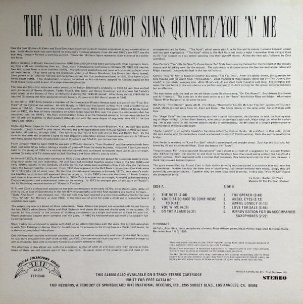 Al Cohn - Zoot Sims Quintet : You 'N Me (LP, RE)