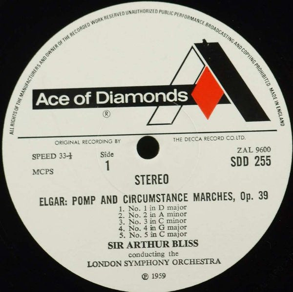 Sir Edward Elgar, Arthur Bliss, London Symphony Orchestra, Arthur Bliss : Pomp And Circumstance Marches; Things To Come; Welcome The Queen (LP)