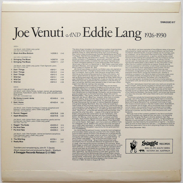 Joe Venuti And Eddie Lang* : 1926-1930 (LP, Album, Comp, Mono)