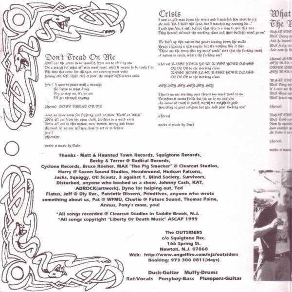 Outsiders (6) : Don't Tread On Me (7", EP, Blu)