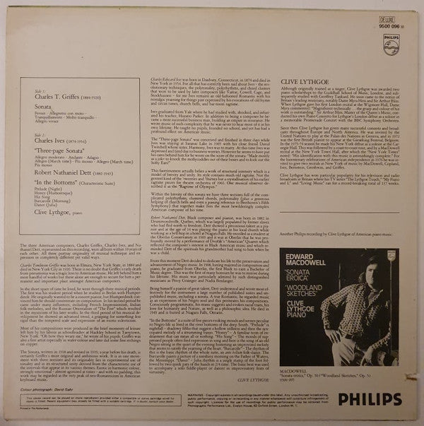 Charles Griffes, Charles Ives, Robert Nathaniel Dett / Clive Lythgoe : Sonata / "Three-page Sonata" / Suite "In The Bottoms" (LP)