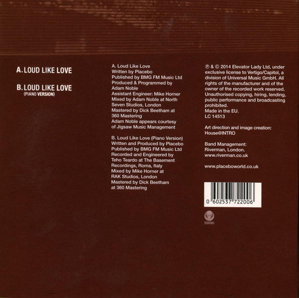 Placebo : Loud Like Love (7", Single)