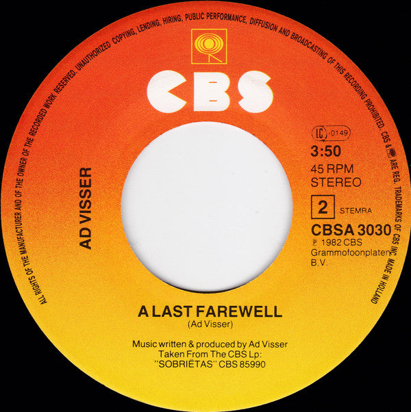 Ad Visser : Nostalgia For Earth (7", Single)