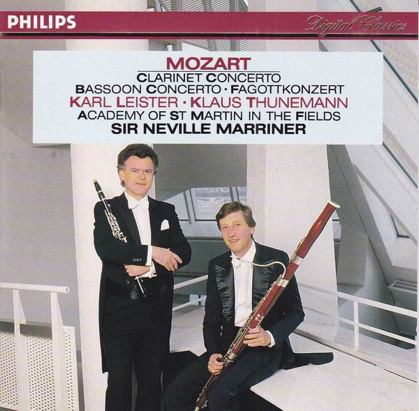 Wolfgang Amadeus Mozart - Karl Leister • Klaus Thunemann, The Academy Of St. Martin-in-the-Fields, Sir Neville Marriner : Clarinet Concerto • Bassoon Concerto = Fagottkonzert (CD, Album)