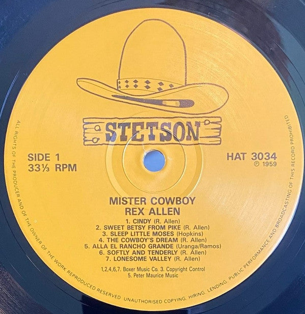 Rex Allen : Mister Cowboy (LP, Album, Mono, RE)