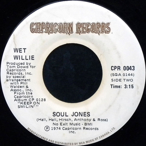 Wet Willie : Keep On Smilin' (7", Single)