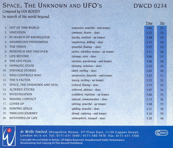 Ian Boddy : Space, The Unknown And UFOs (CD)