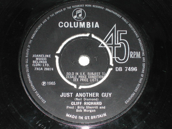 Cliff Richard : The Minute You're Gone (7", Single, Pus)