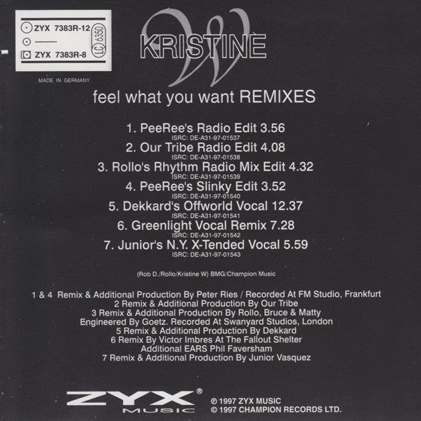 Kristine W : Feel What You Want (The Remix Collection) (CD, Maxi)