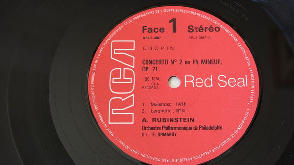 Frédéric Chopin, Arthur Rubinstein, The Philadelphia Orchestra, Eugene Ormandy : Concerto No. 2 En Fa Mineur, Op. 21/ Grande Fantaisie Sur Des Airs Polonais, Op. 13 (LP, Album, RE, Gat)