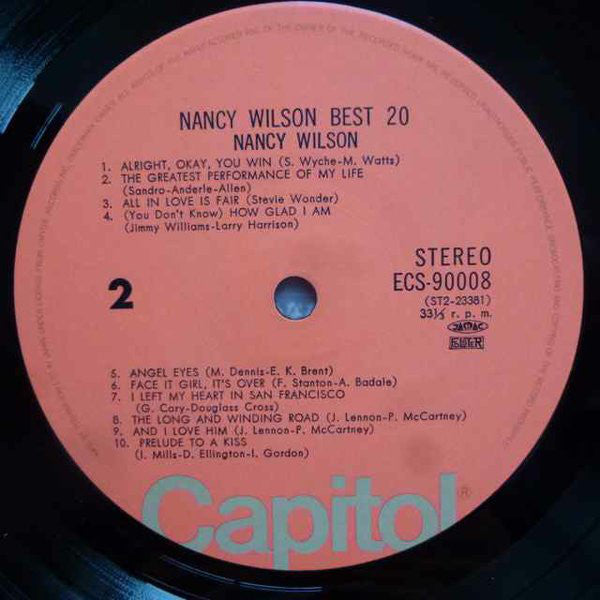Nancy Wilson : Nancy Wilson Best 20 (LP, Album, Comp)