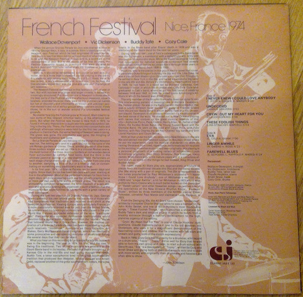 Cozy Cole, Buddy Tate, Wallace Davenport, Vic Dickenson : French Festival - Nice, France 1974 (LP, Album)