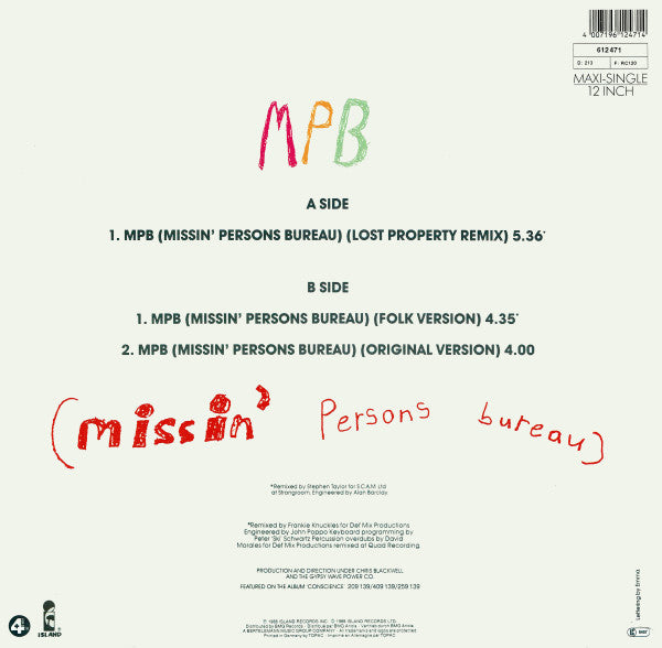 Womack & Womack : MPB (Missin' Persons Bureau) (12", Maxi)