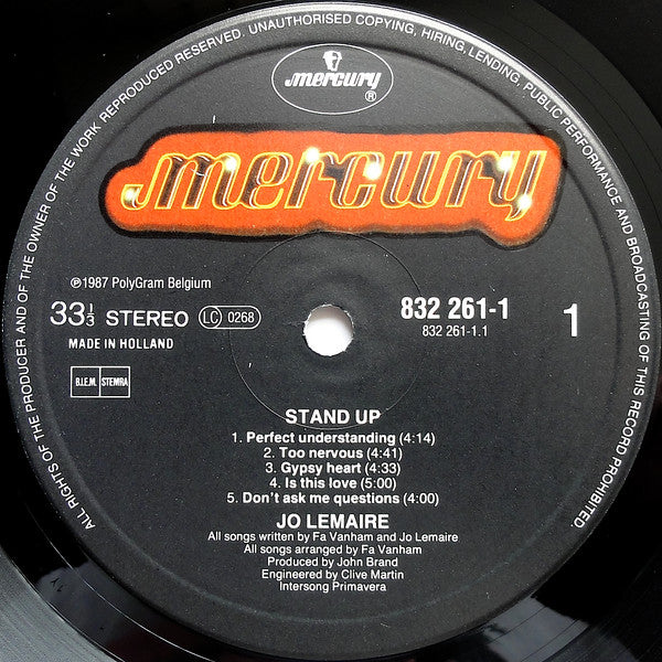 Jo Lemaire : Stand Up (LP, Album)