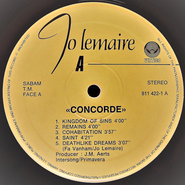 Jo Lemaire : Concorde (LP, Album)