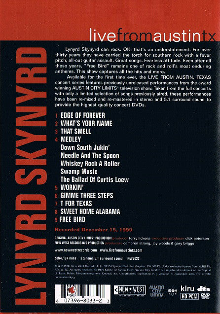 Lynyrd Skynyrd : Live From Austin TX (DVD, 5.1)