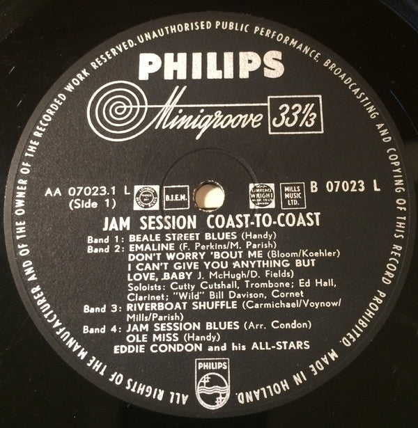 Eddie Condon And His All-Stars / The Rampart Street Paraders : Jam Session Coast-to-coast (LP, Album)