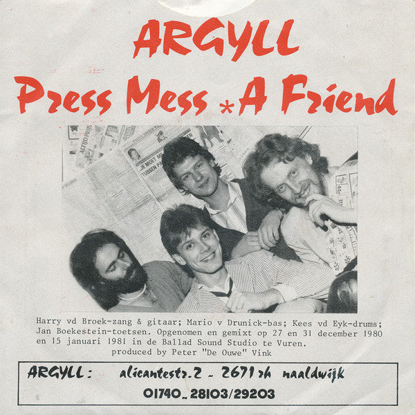 Argyll : Press Mess / A Friend (7")