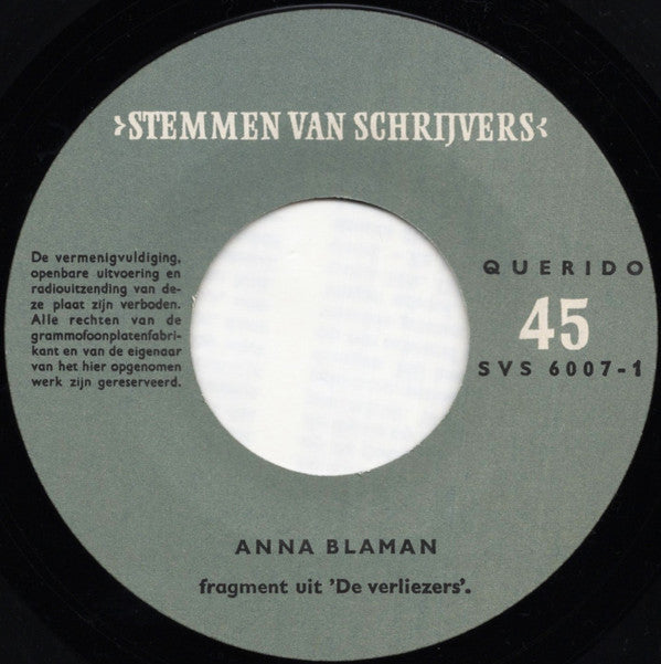Alfred Kossmann / Anna Blaman : Stemmen Van Schrijvers (7", EP, Mono)