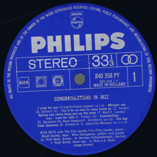 Rita Reys : Congratulations In Jazz (LP, Album, Gat)