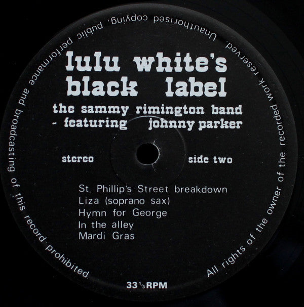 Sammy Rimington Band : The Sammy Rimington Band Featuring Johnny Parker (LP)